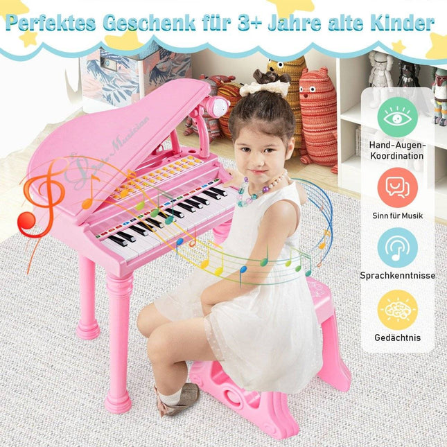 Tastatură pentru copii cu 31 de taste cu scaun, roz, 35x30x55 cm