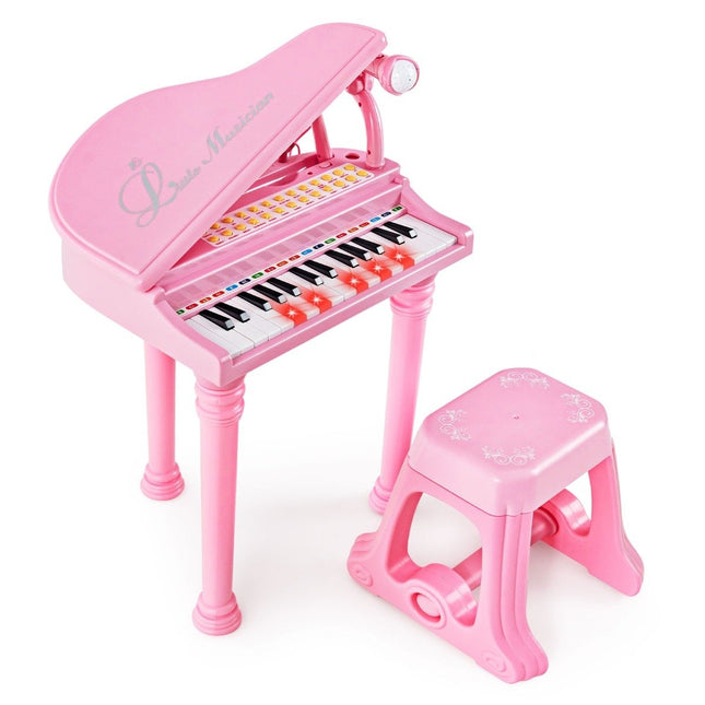 Tastatură pentru copii cu 31 de taste cu scaun, roz, 35x30x55 cm