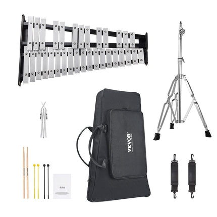 32-Note Glockenspiel Xylophone Set, Stand, Bag, Mallets