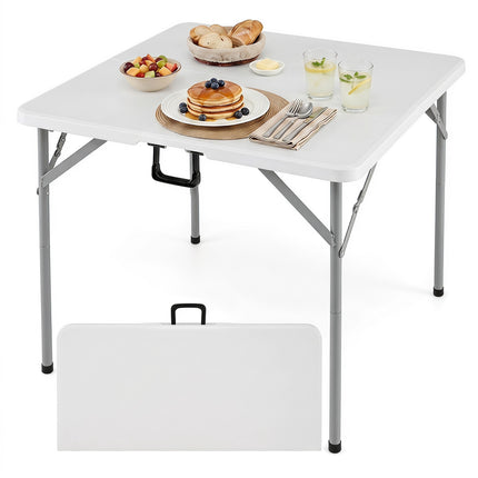 Masă de cărți pliabilă pătrată de 86 cm, albă – portabilă și durabilă