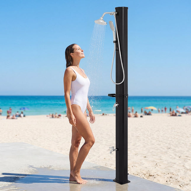Duș solar pentru piscină, 35 l, cu clătire pentru mâini și picioare, negru