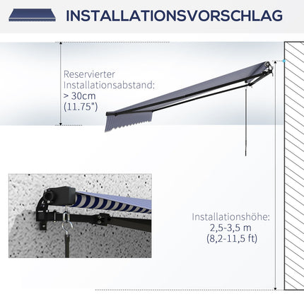 Aluminum Blue & White Wall Awning, 3.5 x 3 m Sun protection