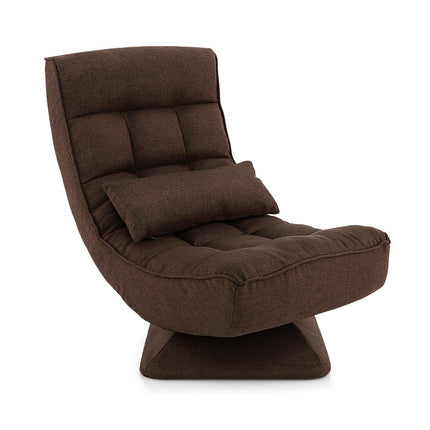 Scaun de podea rotativ 360° cu spătar și pernă lombară Scaun de podea Lazy Sofa maro