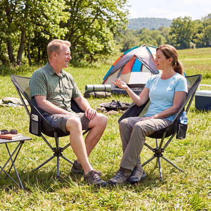 Scaun de camping pivotant la 360°, material textil 600D, capacitate 150 kg
