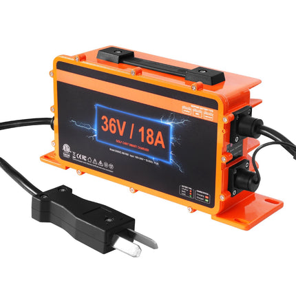 36V 18A Smart Golf Cart Battery Charger, Crowfoot Plug