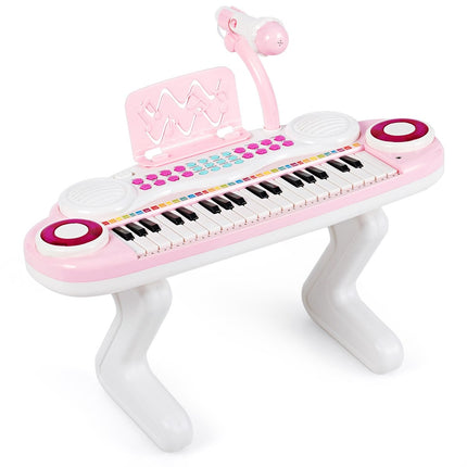 Tastatură de pian cu 37 de taste Tastatură pentru copii cu suport Tastatură educațională 48 x 20 x 38 cm Roz