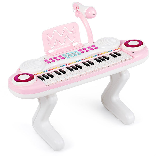 37 Keys Piano Keyboard Children's Keyboard with Stand Educational Keyboard 48 x 20 x 38 cm Pink