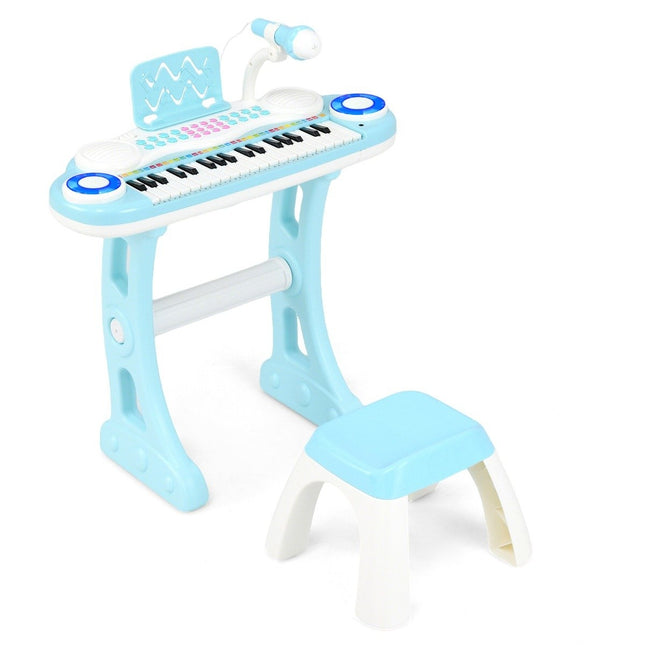 Tastatură de pian cu 37 de taste cu tastatură electrică ușoară pentru copii Jucărie de înregistrare și redare Pian Blue
