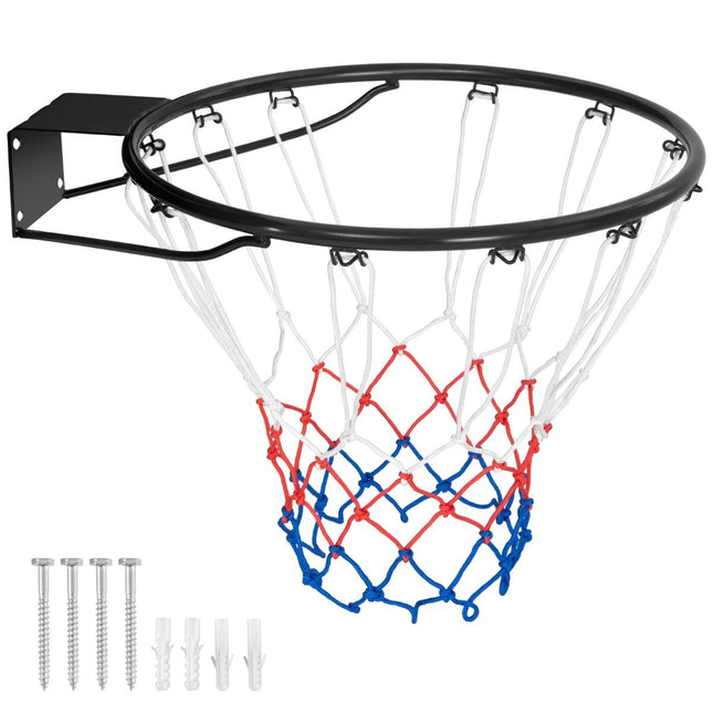 Coș de baschet Ø37cm cu inel &amp; Plasa pentru usa &amp; Mini coș de baschet de interior montat pe perete, negru