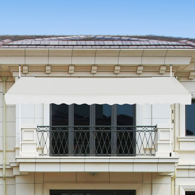 395 cm wide clamp awning without drilling, UV-resistant balcony awning, height-adjustable awning, beige