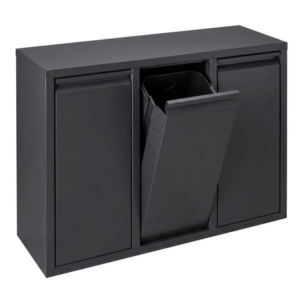 Coș de gunoi cu 3 compartimente, 30L, negru, oțel-plastic