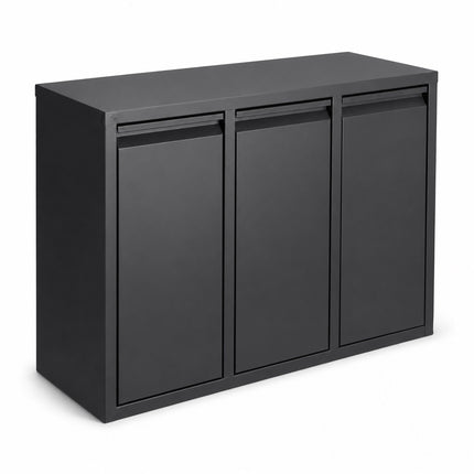 Coș de gunoi cu 3 compartimente, 30L, negru, oțel-plastic