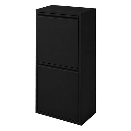 3-Compartment Waste Bin 40 l with Tipping Function, Black, Wall-Mountable