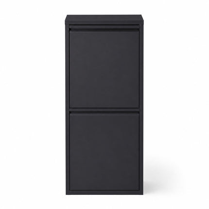 3-Compartment Waste Bin 40 l with Tipping Function, Black, Wall-Mountable