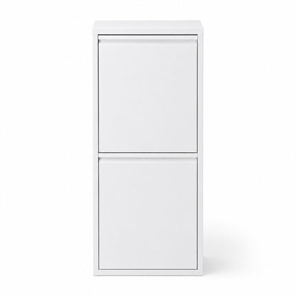 3-Compartment Waste Bin 40 l with Tipping Function, White, Wall-Mountable
