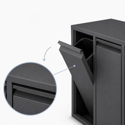 3-Compartment Waste Separation Bin 3 x 10 l, Steel, Tilt Function, Dark Grey