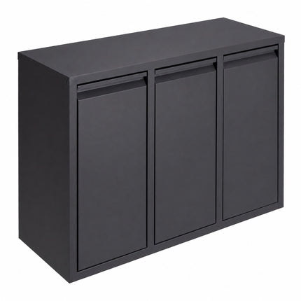 3-Compartment Waste Separation Bin 3 x 10 l, Steel, Tilt Function, Dark Grey