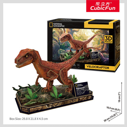 Puzzle 3D Velociraptor, National Geographic, distracție pentru toate vârstele
