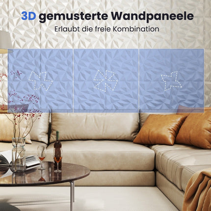 Panouri de perete 3D, model diamant, pachet de 20, acoperire 5m²
