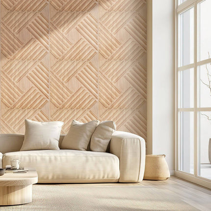 3D Wall Panels, PVC 12-Pack 19.7in, Light Wood, 32 Sq Ft