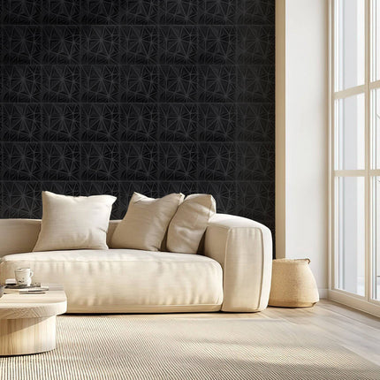 3D Wall Panels, PVC Diamond Tiles, Matte Black 33-Pack