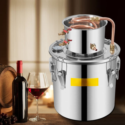 3 Gallon Alcohol Still Kit, Stainless Steel, Copper Coil, Thermometer