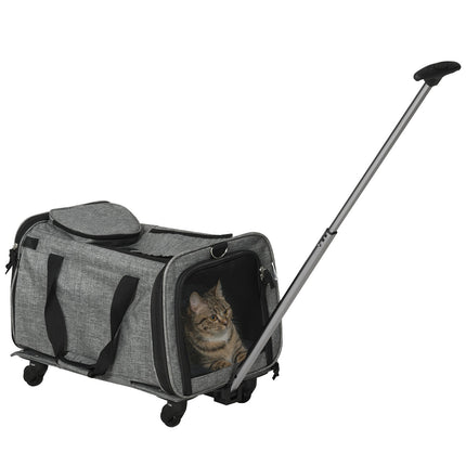 Pet Transport Cart - 3-in-1, Telescopic Handle, Gray
