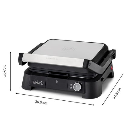 Grătar de contact 3 în 1 din oțel inoxidabil, 2000 W, deschidere la 180 de grade