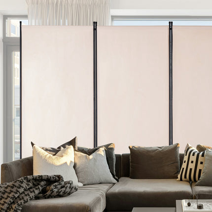 3-Panel Folding Room Divider, Oxford Fabric, Beige