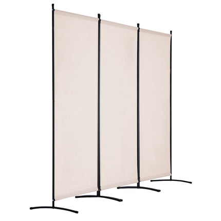 3-Panel Folding Room Divider, Oxford Fabric, Beige