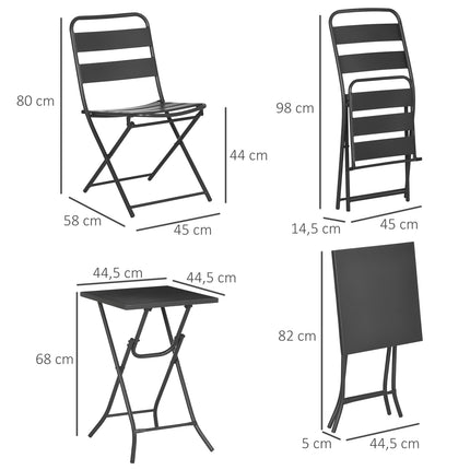 Garden Bistro Set - 1 table and 2 chairs, steel, black
