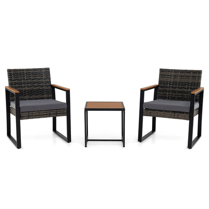 Set de mobilier de balcon cu 3 piese, perne și masă
