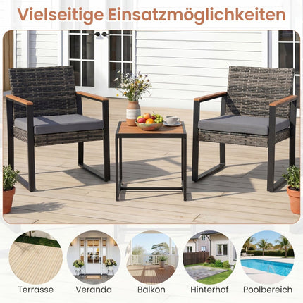 Set de mobilier de balcon cu 3 piese, perne și masă