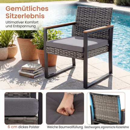 Set de mobilier de balcon cu 3 piese, perne și masă