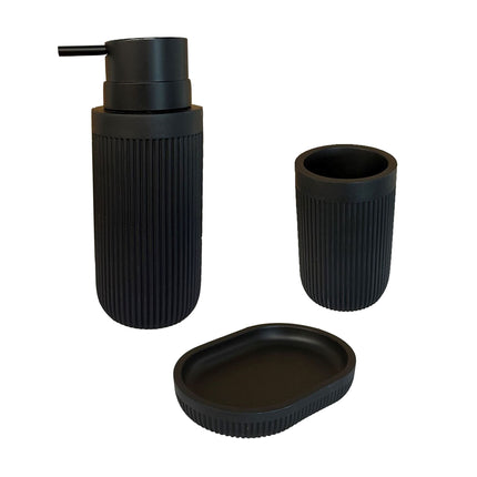 Set baie 3 piese, rășină – suport periuță de dinți, dozator săpun, vas de toaletă