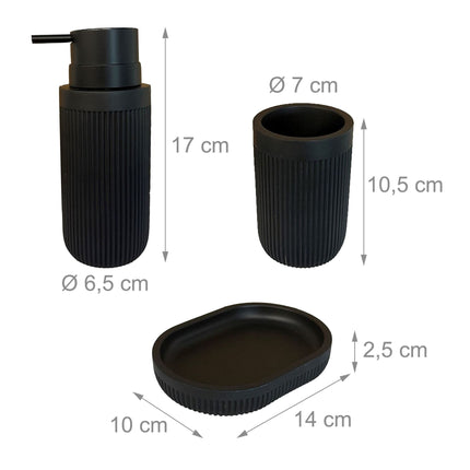 Set baie 3 piese, rășină – suport periuță de dinți, dozator săpun, vas de toaletă