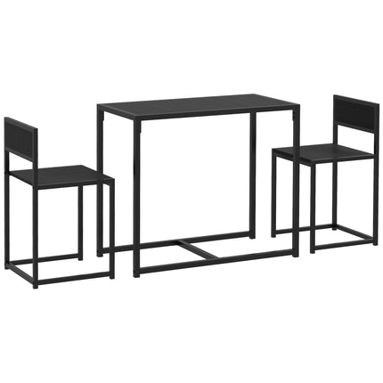 Set de 3 mese de bar negre cu 2 scaune, MDF și oțel