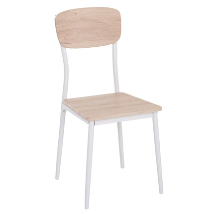 Set Masa de Sufragerie 3 Piese Mdf + Metal Granul Lemn Natural + Alb Cu 1 Masa + 2 Scaune
