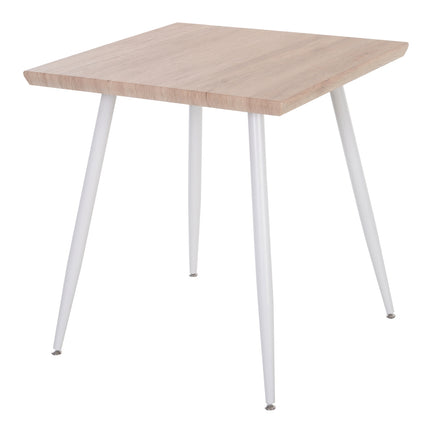 Set Masa de Sufragerie 3 Piese Mdf + Metal Granul Lemn Natural + Alb Cu 1 Masa + 2 Scaune