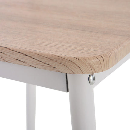 Set Masa de Sufragerie 3 Piese Mdf + Metal Granul Lemn Natural + Alb Cu 1 Masa + 2 Scaune