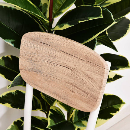 Set Masa de Sufragerie 3 Piese Mdf + Metal Granul Lemn Natural + Alb Cu 1 Masa + 2 Scaune