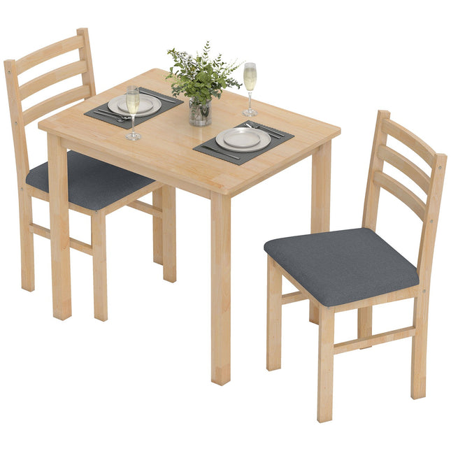3-Piece Dining Set with 2 Chairs, Space-Saving, Wood