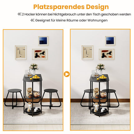 Set de masă cu 3 piese, masă și 2 scaune, economisește spațiu