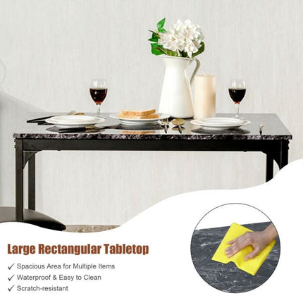 Set masă de sufragerie cu 3 piese, 2 scaune din piele ecologică, negru