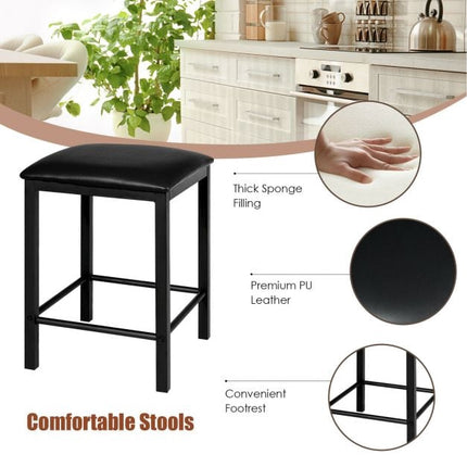 Set masă de sufragerie cu 3 piese, 2 scaune din piele ecologică, negru