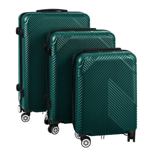 Set de 3 bagaje din ABS verde cu roți la 360°