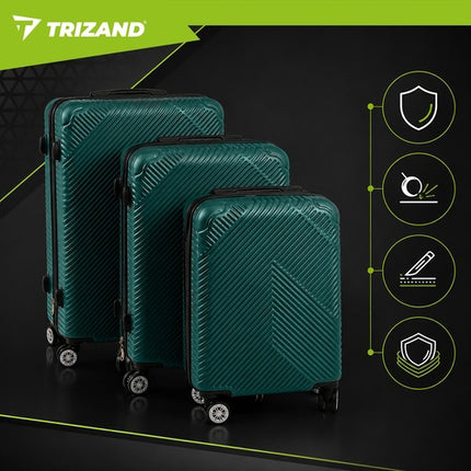 Set de 3 bagaje din ABS verde cu roți la 360°