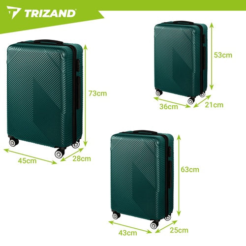 Set de 3 bagaje din ABS verde cu roți la 360°