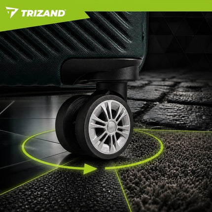 Set de 3 bagaje din ABS verde cu roți la 360°
