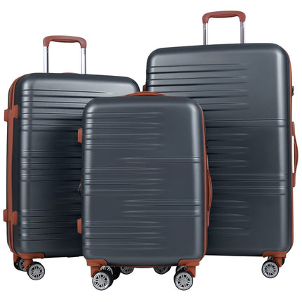 Set de 3 bagaje rigide cu încuietoare TSA, roți la 360°
